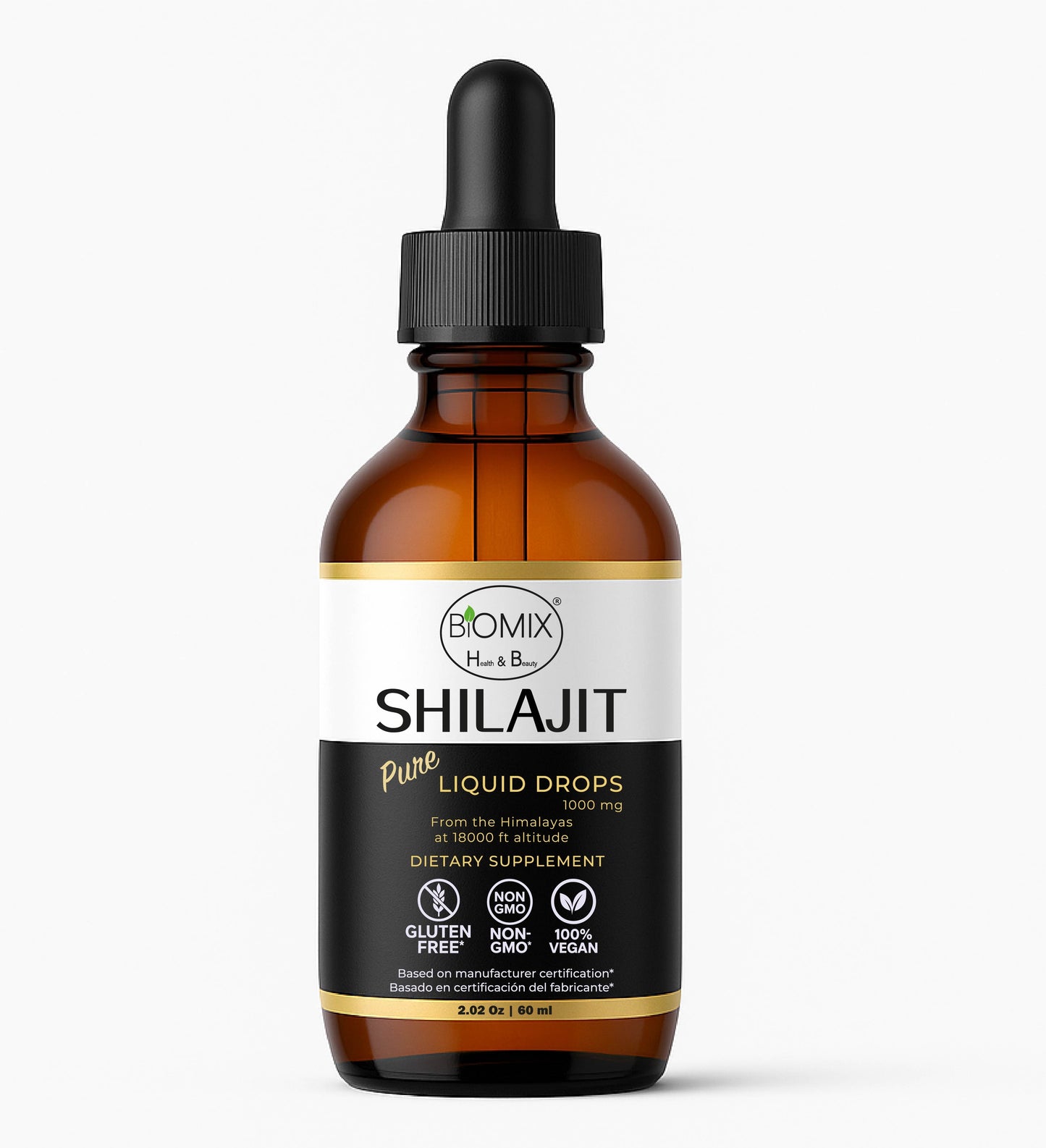 Shilajit Puro Líquido 1500 mg – Suplemento Premium Vegano del Himalaya | Energía, Vitalidad y Equilibrio Natural – 60 Servicios