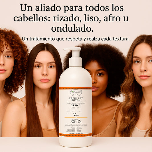 Botox Capilar Vegano Hipoalergénico Keratina, Colágeno, Aceite de Argán, Células Madres Vegetales, Vitaminas Para Todos Los Cabellos 500 Ml