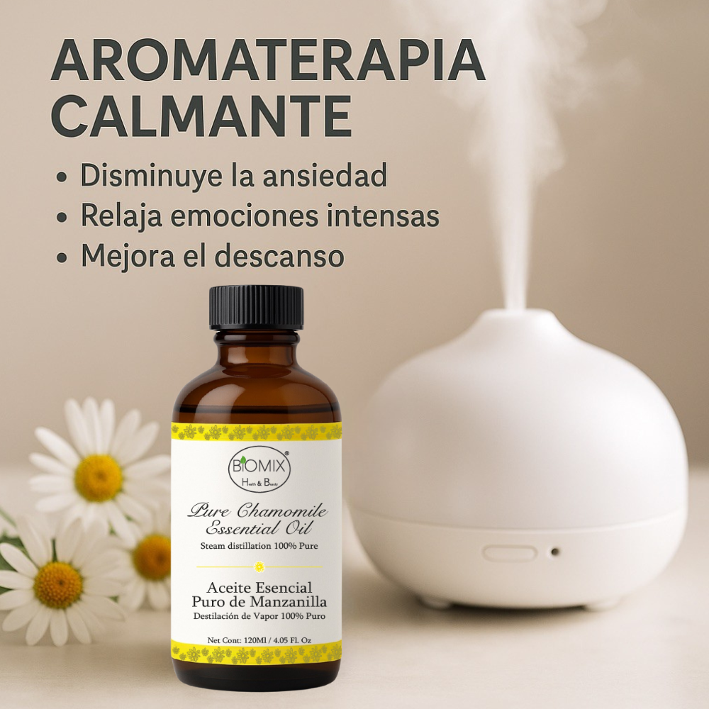 Aceite Esencial de Manzanilla Puro 120 ml · Grado Terapéutico · Uso Cosmético y Aromaterapia