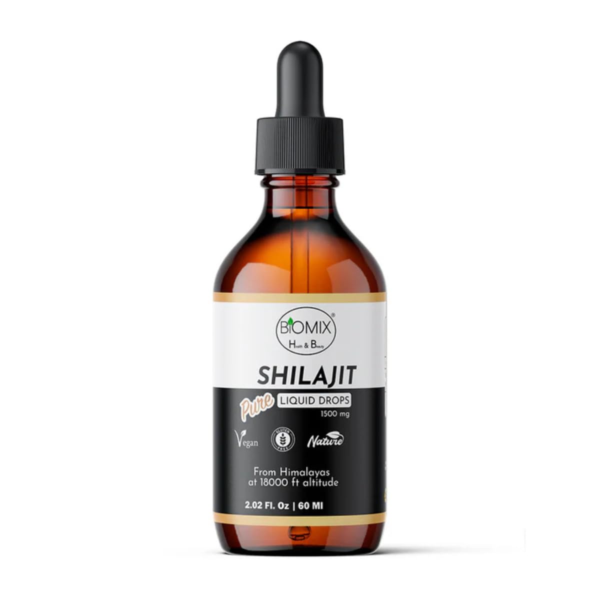 Gotas De Resina de Shilajit Puro Del Himalaya Suplemento Premium Vegano Natural 60 Porciones