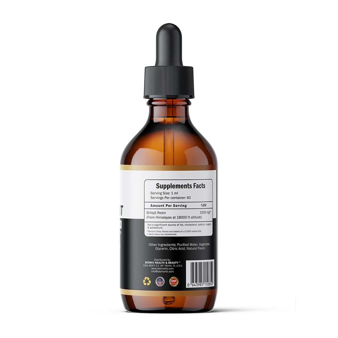 Gotas De Resina de Shilajit Puro Del Himalaya Suplemento Premium Vegano Natural 60 Porciones