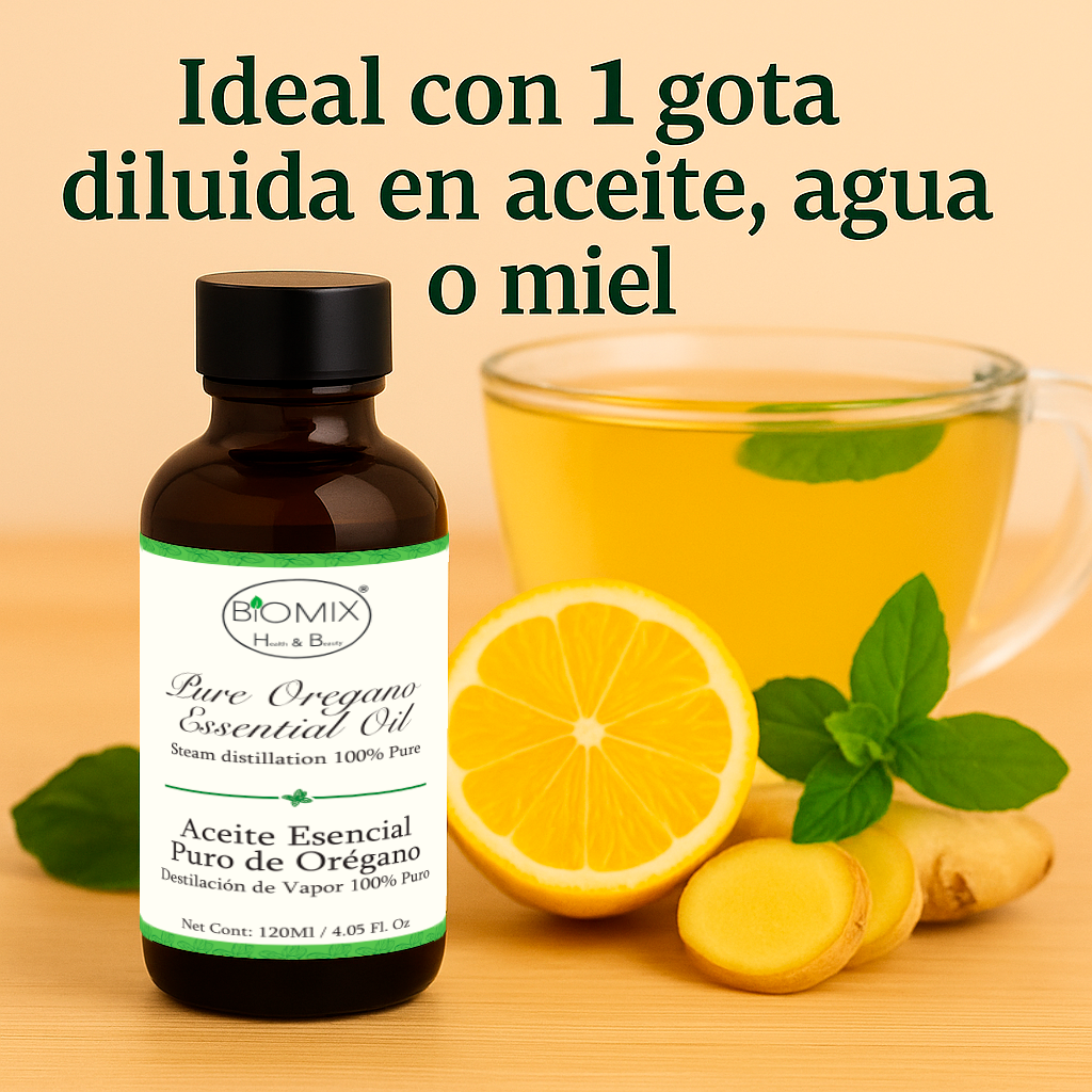 Aceite Esencial 100% Puro de Orégano grado Alimenticio, Terapéutico 120 Ml