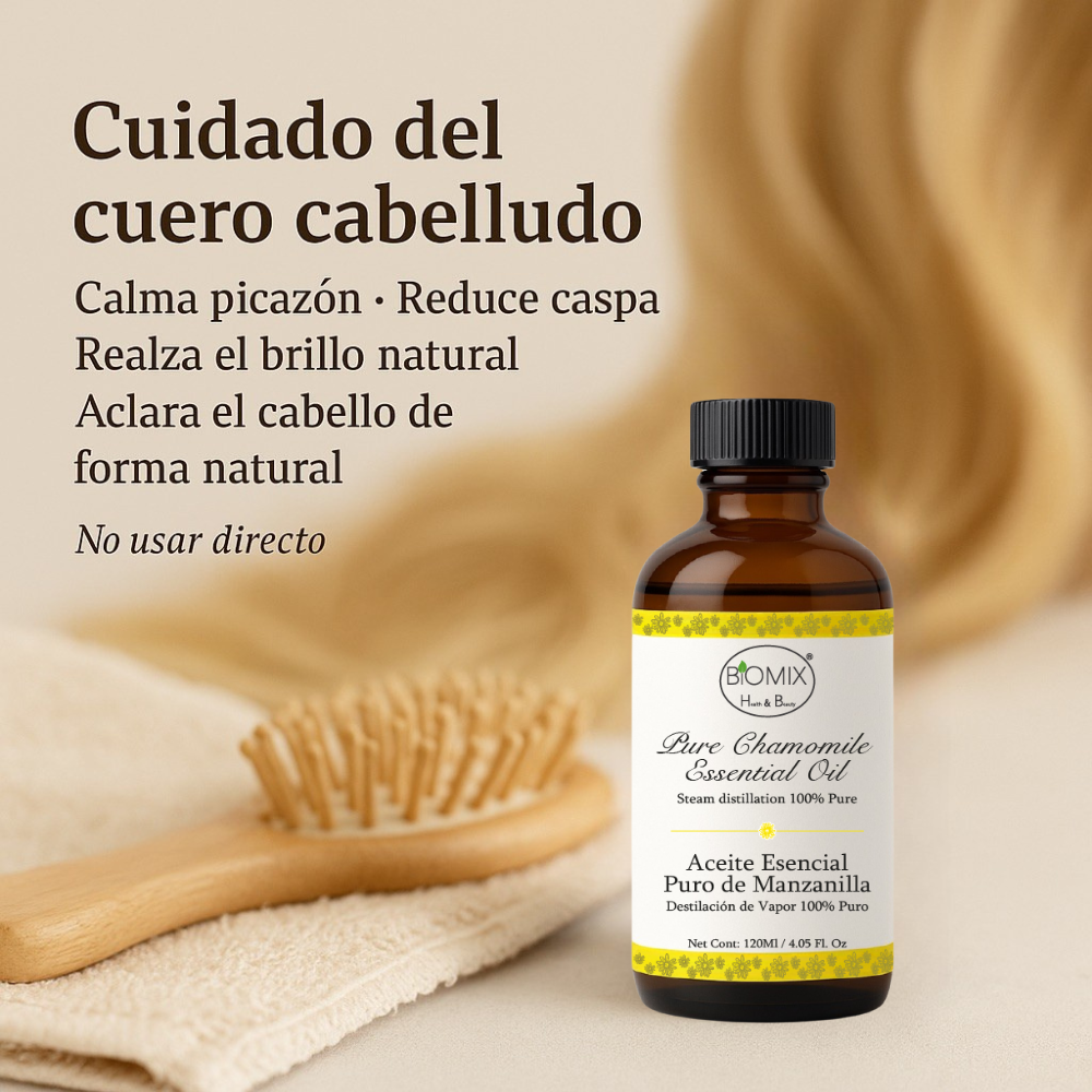 Aceite Esencial de Manzanilla Puro 120 ml · Grado Terapéutico · Uso Cosmético y Aromaterapia