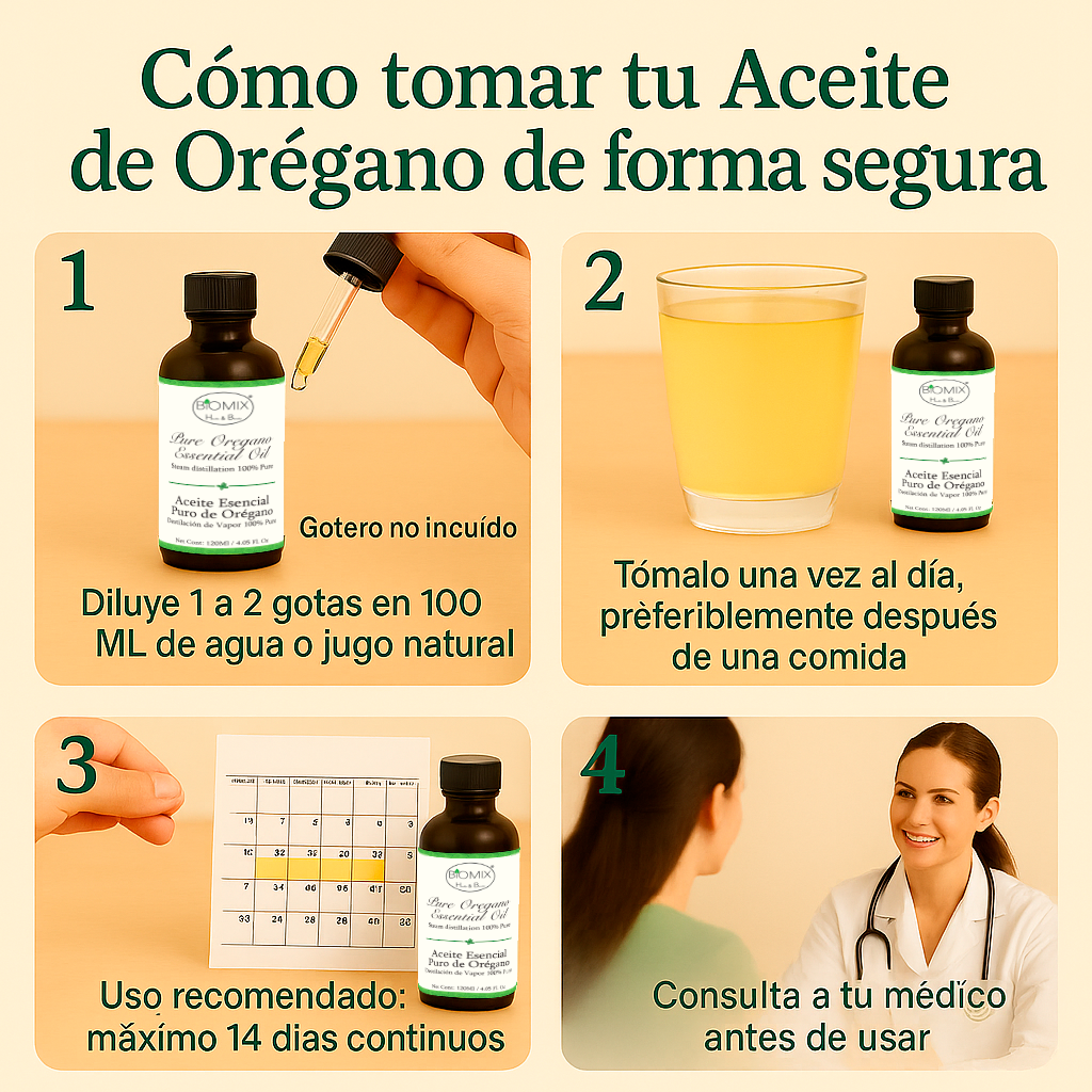 Aceite Esencial 100% Puro de Orégano grado Alimenticio, Terapéutico 120 Ml