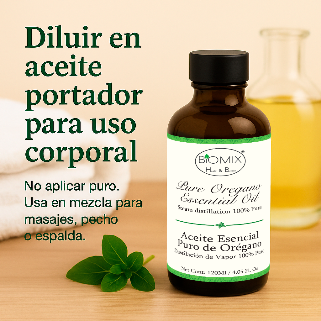 Aceite Esencial 100% Puro de Orégano grado Alimenticio, Terapéutico 120 Ml