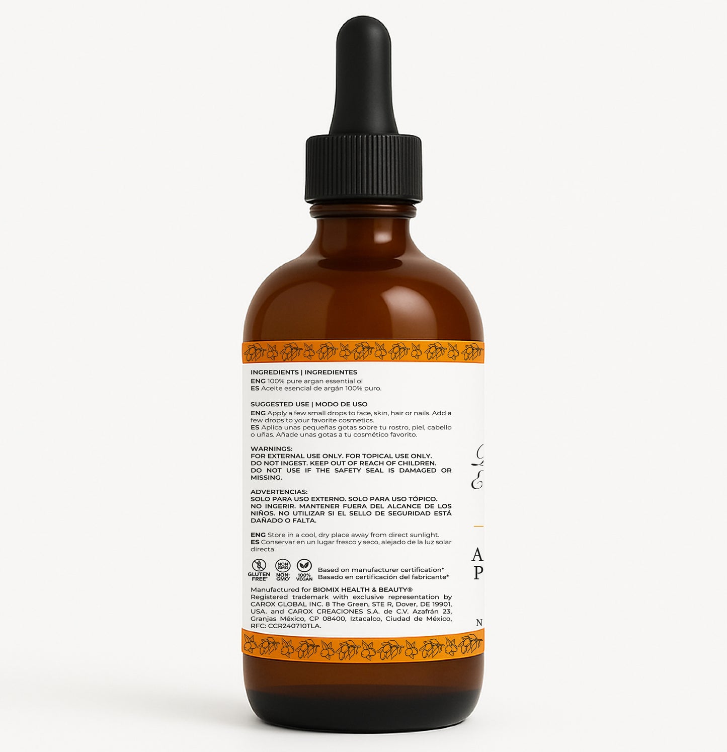 Aceite de argĆ”n puro 100 % natural prensado en frĆo para cabello, piel y uƱas, 120 ml