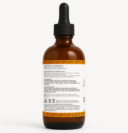 Aceite de argán puro 100 % natural prensado en frío para cabello, piel y uñas, 120 ml
