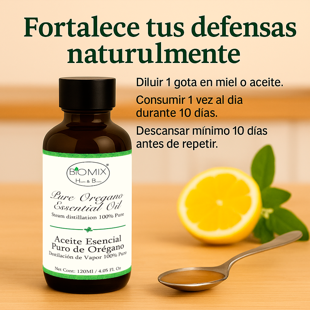 Aceite Esencial 100% Puro de Orégano grado Alimenticio, Terapéutico 120 Ml