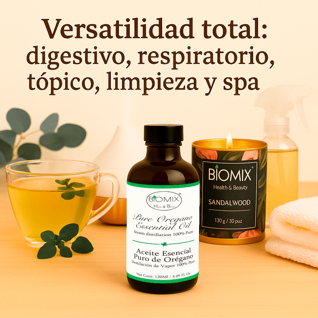 Aceite Esencial 100% Puro de Orégano grado Alimenticio, Terapéutico 120 Ml