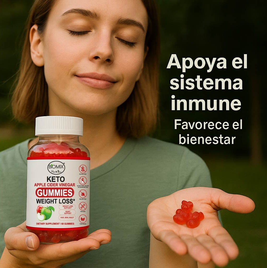 Gomitas Keto Adelgazantes Detox de Vinagre de Sidra de Manzana con la Madre Sin gluten, Veganas 30 Servicios