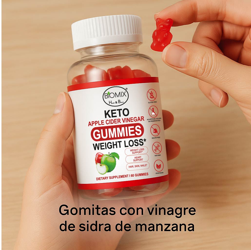 Gomitas Keto Adelgazantes Detox de Vinagre de Sidra de Manzana con la Madre Sin gluten, Veganas 30 Servicios
