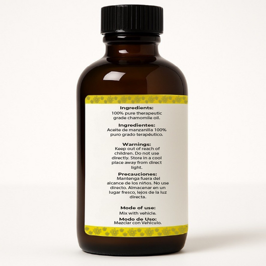 Aceite Esencial de Manzanilla Puro 120 ml · Grado Terapéutico · Uso Cosmético y Aromaterapia