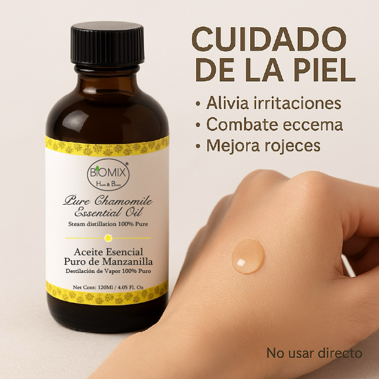 Aceite Esencial de Manzanilla Puro 120 ml · Grado Terapéutico · Uso Cosmético y Aromaterapia