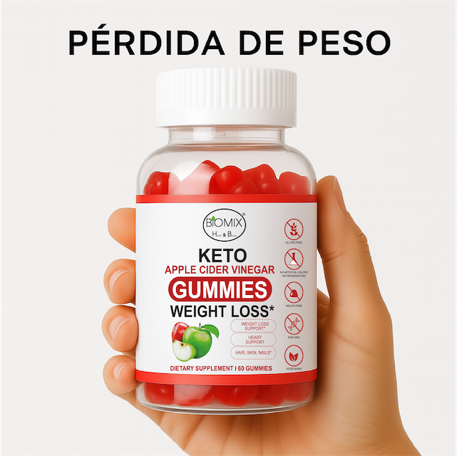 Gomitas Keto Adelgazantes Detox de Vinagre de Sidra de Manzana con la Madre Sin gluten, Veganas 30 Servicios