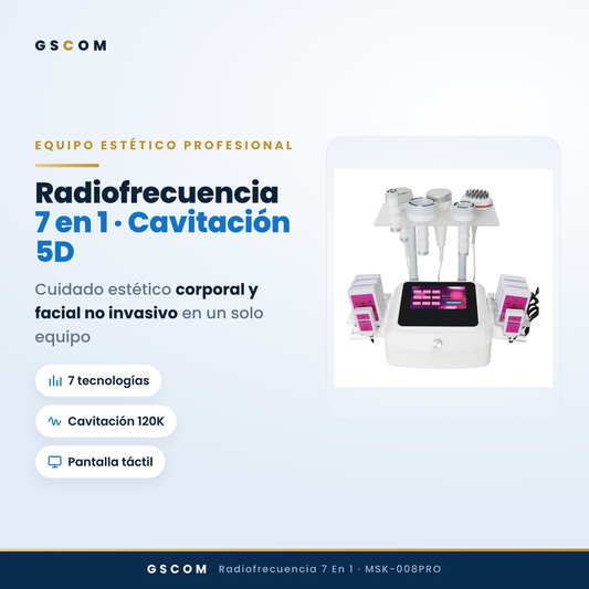 Equipo 7 en 1 Radiofrecuencia y Cavitación 5D 120K con Lipoláser Profesional — Facial y Corporal | GSCOM