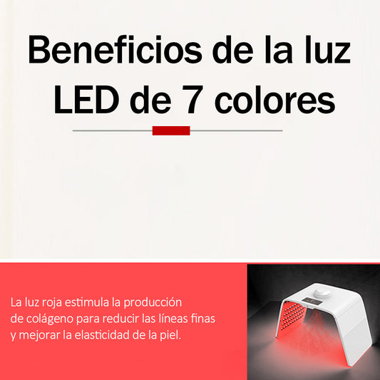 Máquina LED Fototerapia 7 Colores + Nano Spray  Rejuvenecimiento Facial, Antiarrugas, Hidratación Profesional SPA, Aparatología, Cosmetología