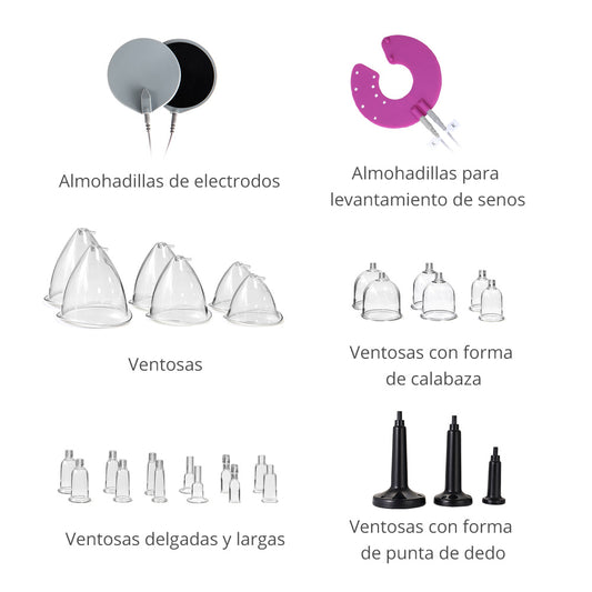 Máquina EMS Microcorriente con Vacumterapia Aumento de Busto, Glúteos, Reafirmante Facial y Corporal, Masaje Reductor y Desintoxicación