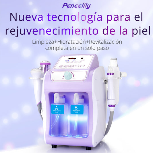 Equipo Profesional de Limpieza Facial 6 en 1 Hydrodermoabrasión, Peeling Ultrasónico, Martillo Frío-Calor, BIO, Spray Atomizador y Radiofrecuencia Facial Reafirmante