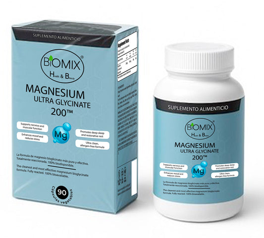 Ultra Glicinato de Magnesio Premium 100% Puro Biodisponible 90 Cápsulas para 45 - 90 Días, Vegano