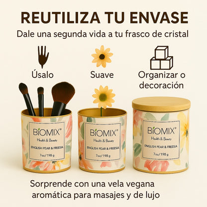 Premium Spa Set: 2 Candles with Sandalwood and Freesia Essential Oils + 4 15-in-1 Masks with Stem Cells, Collagen, Argan, and Ceramides | Vegan
