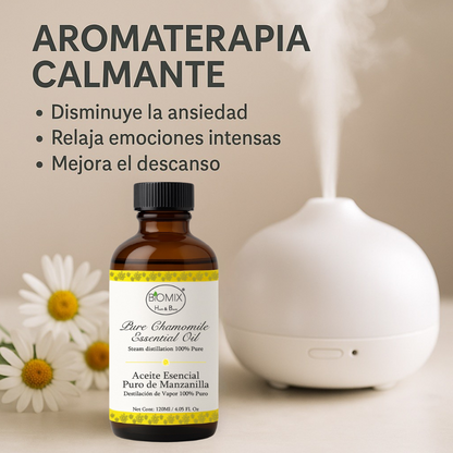 Aceite Esencial de Manzanilla Puro 120 ml · Grado Terapéutico · Uso Cosmético y Aromaterapia