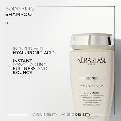 Kérastase Densifique Bain Densité Shampoo Densificador para Cabello Fino con Pérdida de Densidad, Fortalece y Corporiza, Con Stemoxydine y Ácido Hialurónico, 250 ml