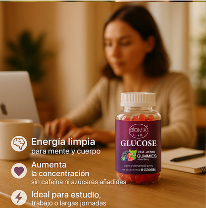 Fast-Acting Glucose Gummies 100% Vegan Gluten-Free, No Added Sugar - Mixed Berry Flavor - Jar with 60 Gummies of 3 gr 