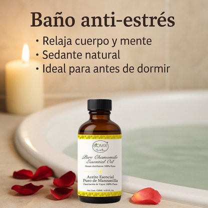 Aceite Esencial de Manzanilla Puro 120 ml · Grado Terapéutico · Uso Cosmético y Aromaterapia