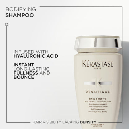 Kérastase Densifique Bain Densité Shampoo Densificador para Cabello Fino con Pérdida de Densidad, Fortalece y Corporiza, Con Stemoxydine y Ácido Hialurónico, 250 ml