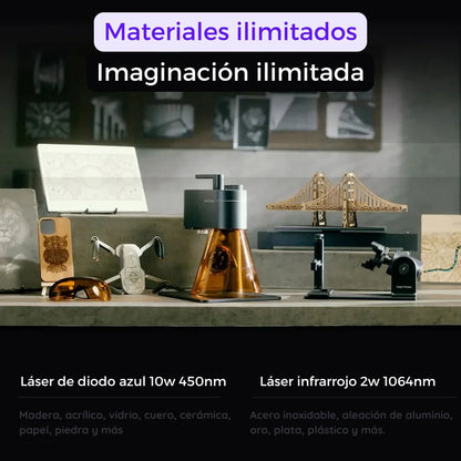 LASERPECKER máquina de grabado láser 4 LP4 para todos los materiales, grabador láser de doble Luz Portátil para tallado de Metal, madera, plástico y más
