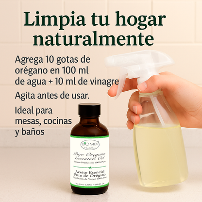 Aceite Esencial 100% Puro de Orégano grado Alimenticio, Terapéutico 120 Ml