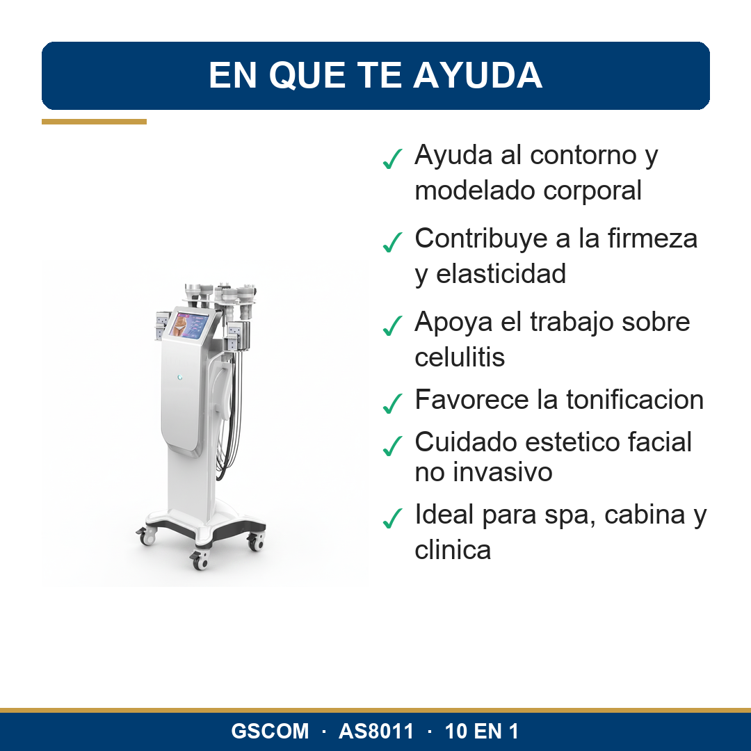 Equipo Multifuncional 10 en 1 80K Cavitacion RF Vacuum Laser Lipo Torre Profesional GSCOM AS8011