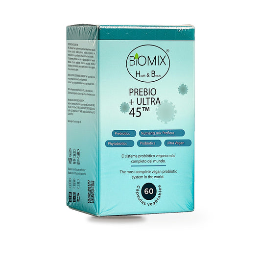 PREBIO+ ULTRA 45, Probiótico Vegano 45 Billones CFU + Prebióticos + Cúrcuma + Je
