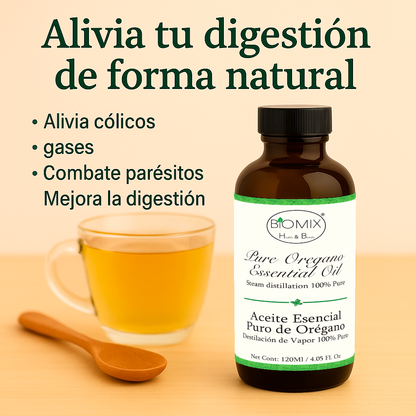Aceite Esencial 100% Puro de Orégano grado Alimenticio, Terapéutico 120 Ml