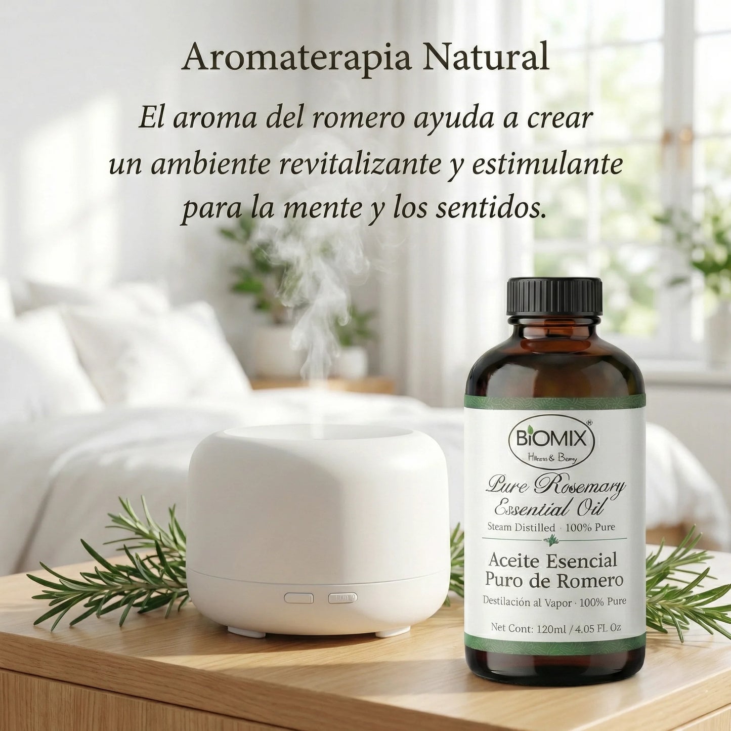 Aceite Esencial 100% Puro de Romero grado Alimenticio, Terapéutico 4 Fl. Oz / 120 Ml