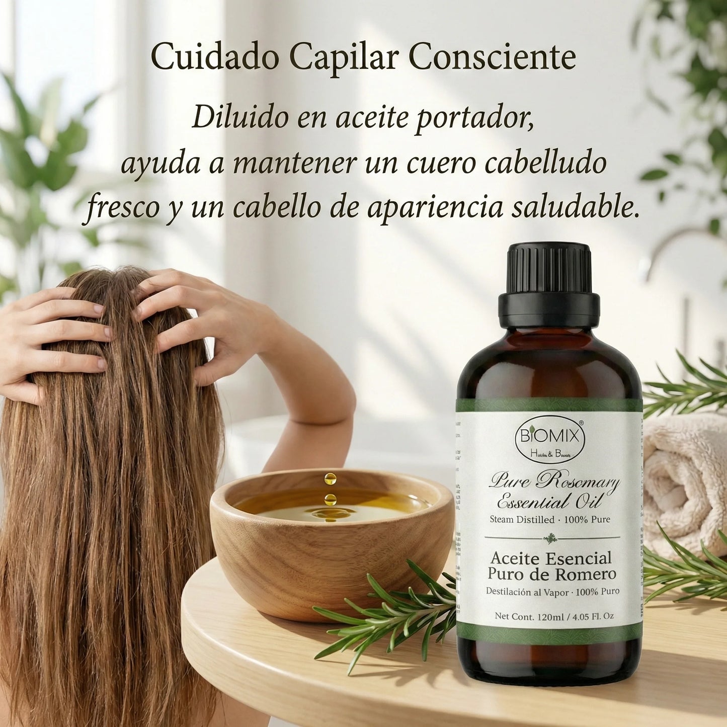 Aceite Esencial 100% Puro de Romero grado Alimenticio, Terapéutico 4 Fl. Oz / 120 Ml