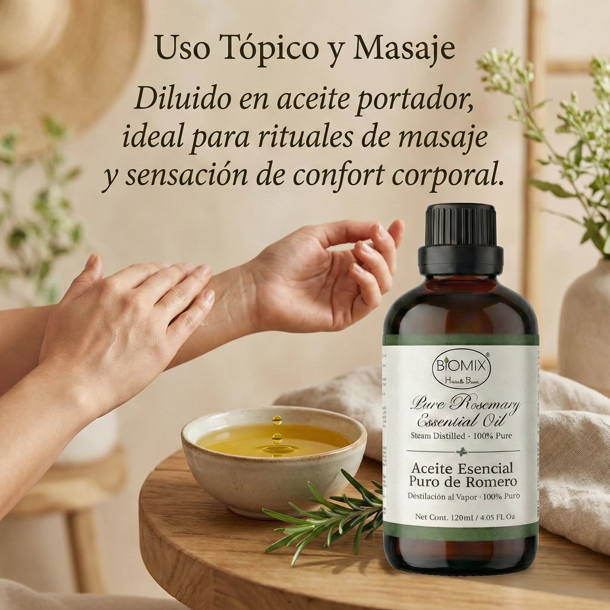 Aceite Esencial 100% Puro de Romero grado Alimenticio, Terapéutico 4 Fl. Oz / 120 Ml