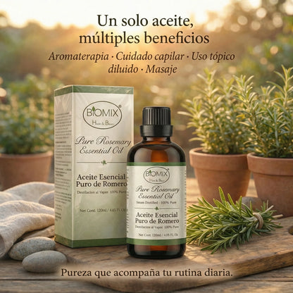 Aceite Esencial 100% Puro de Romero grado Alimenticio, Terapéutico 4 Fl. Oz / 120 Ml