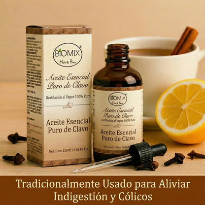 Aceite Esencial 100% Puro de Clavo comestible, grado Cosmético, Alimenticio y Terapéutico 120 Ml
