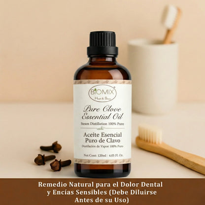 Aceite Esencial 100% Puro de Clavo comestible, grado Cosmético, Alimenticio y Terapéutico 120 Ml