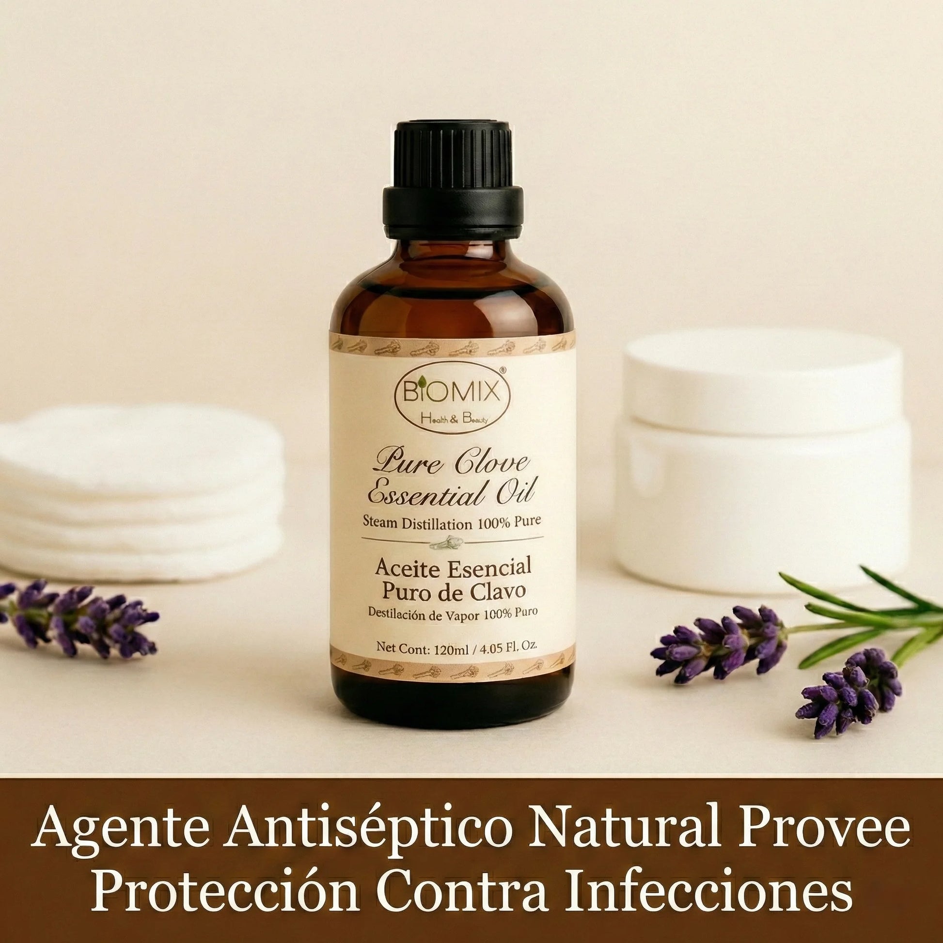 Aceite Esencial 100% Puro de Clavo comestible, grado Cosmético, Alimenticio y Terapéutico 120 Ml