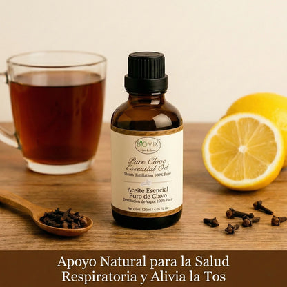 Aceite Esencial 100% Puro de Clavo comestible, grado Cosmético, Alimenticio y Terapéutico 120 Ml