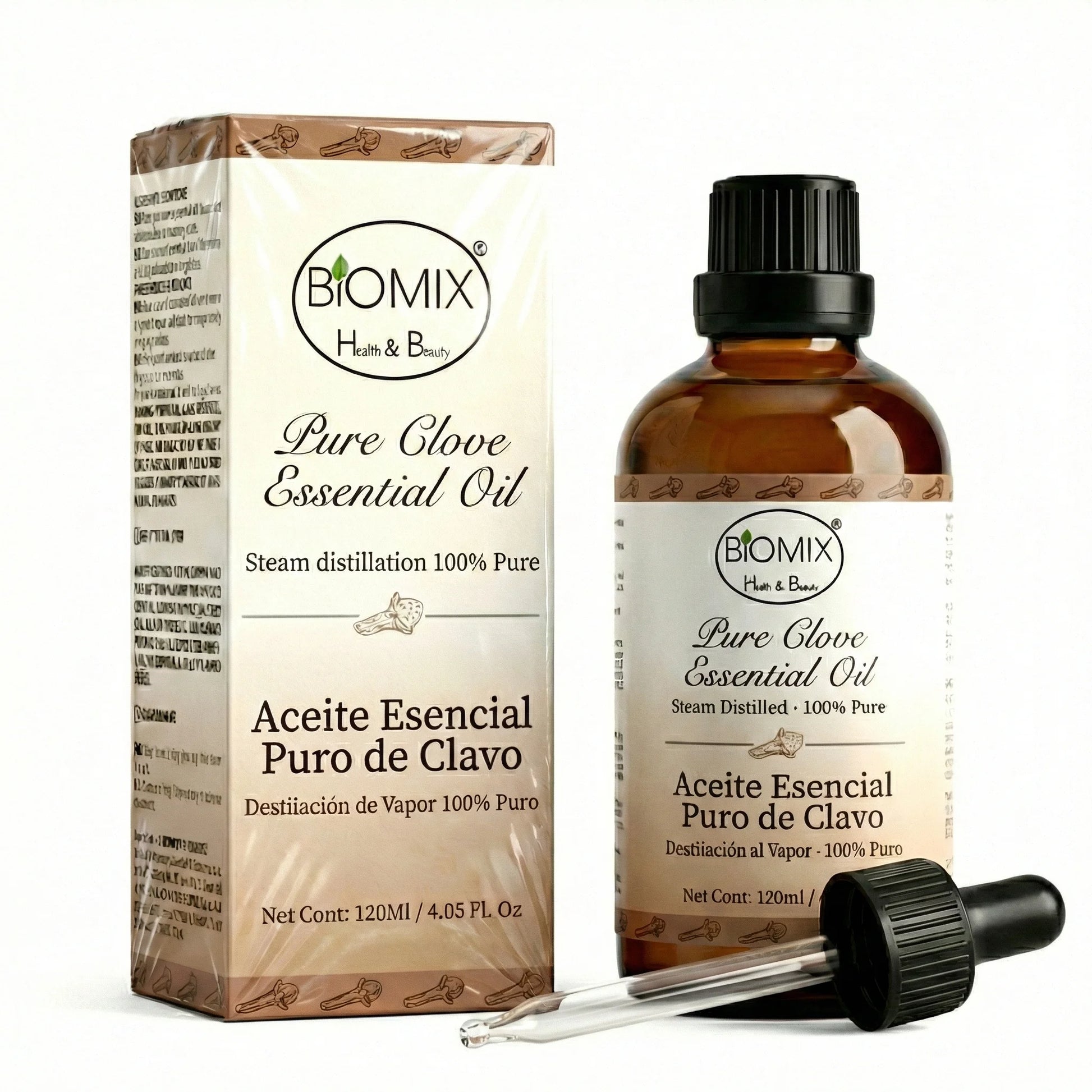 Aceite Esencial 100% Puro de Clavo comestible, grado Cosmético, Alimenticio y Terapéutico 120 Ml