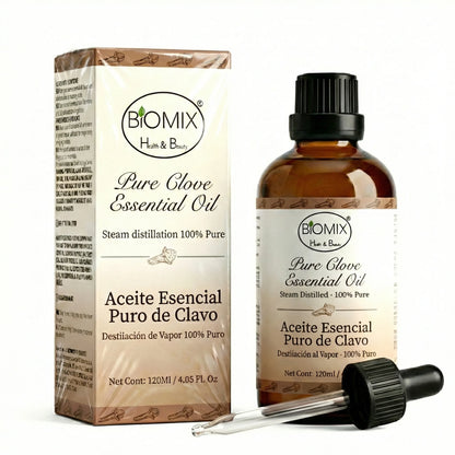 Aceite Esencial 100% Puro de Clavo comestible, grado Cosmético, Alimenticio y Terapéutico 120 Ml