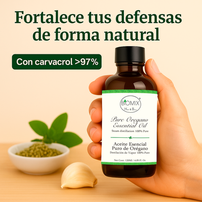 Aceite Esencial 100% Puro de Orégano grado Alimenticio, Terapéutico 120 Ml