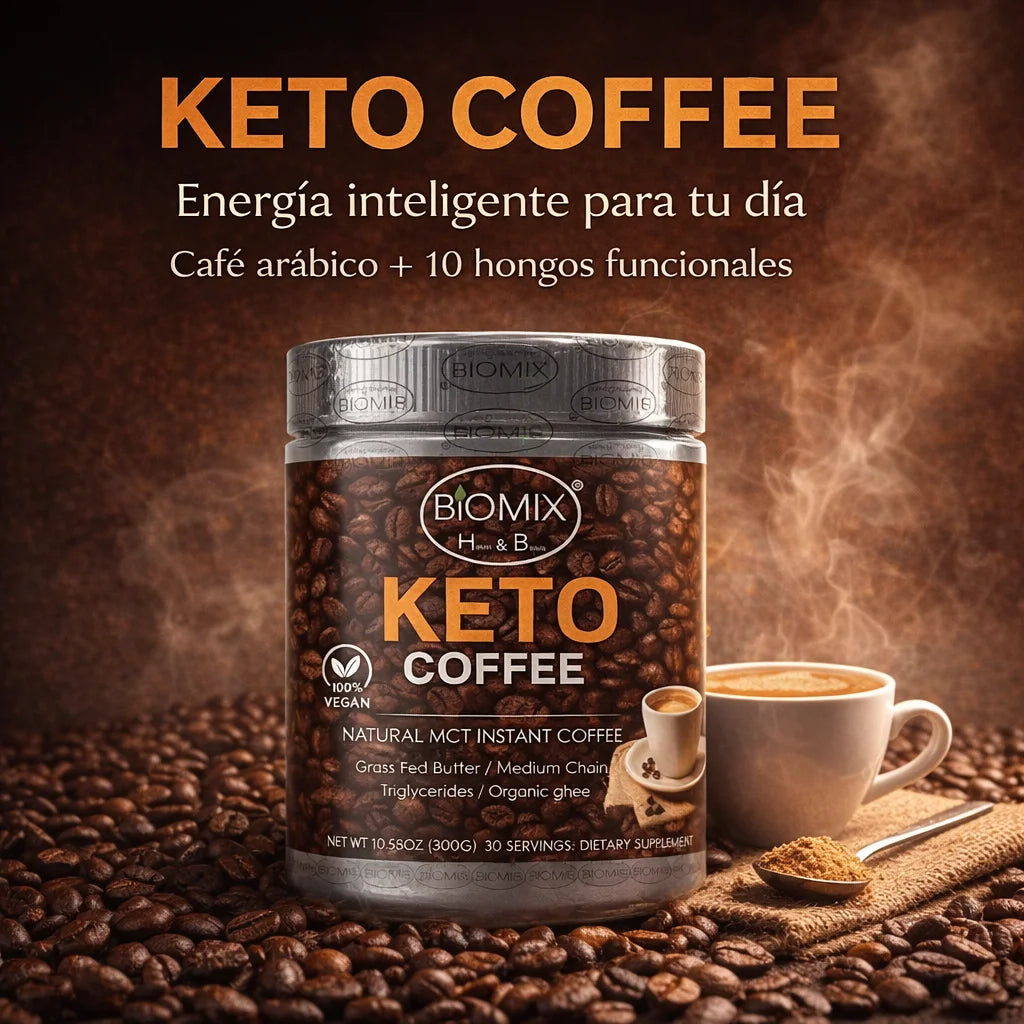 Café Keto Termogénico con MCT, Chaga, Shiitake, Reishi Sin Gluten, Vegano 30 Servicios