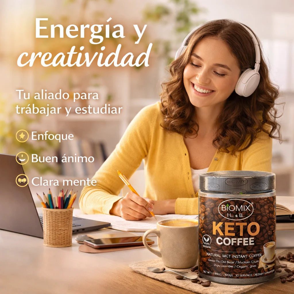 Café Keto Termogénico con MCT, Chaga, Shiitake, Reishi Sin Gluten, Vegano 30 Servicios