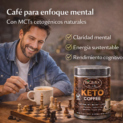 Café Keto Termogénico con MCT, Chaga, Shiitake, Reishi Sin Gluten, Vegano 30 Servicios
