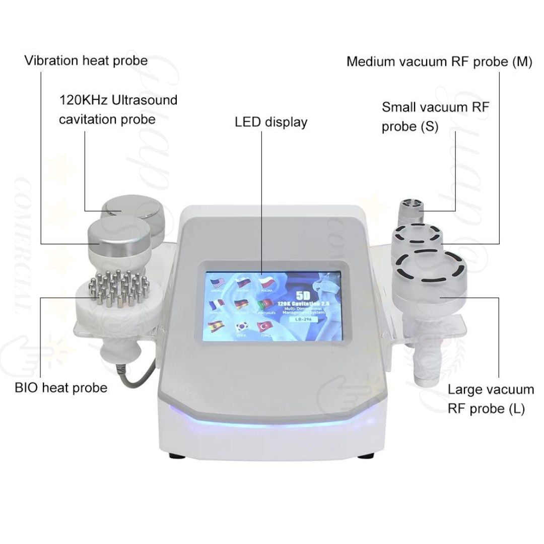 Equipo Multifuncional Radiofrecuencia con  cavitación 5D 120K 6 en 1, Bio heat fotón
