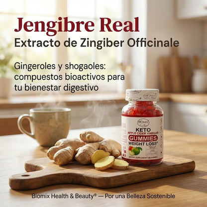 Gomitas Keto Adelgazantes Detox de Vinagre de Sidra de Manzana con la Madre Sin gluten, Veganas 30 Servicios
